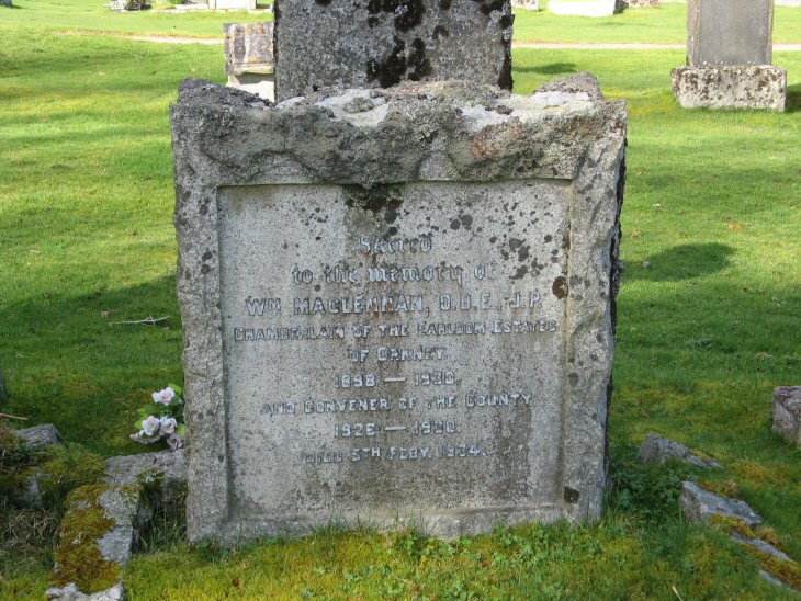 Photo of headstones/William MacLennan OBE d1934 hdstn Fodderty